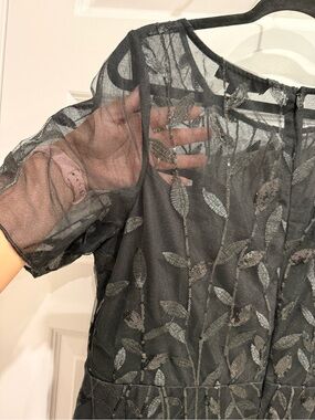 Ever Pretty Black Sequin Leaf Mesh Dress